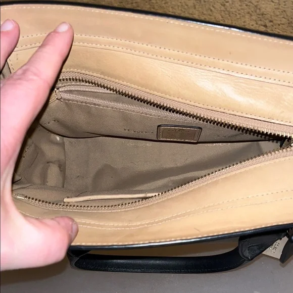 Coach Black and White Leather Satchel - Picture 3 of 5